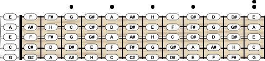 5x2-Saiten Charango-Stimmung Standard